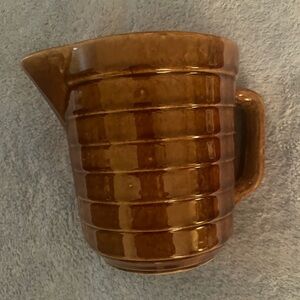 Vintage Brown Ceramic Pitcher- 9 inch tall